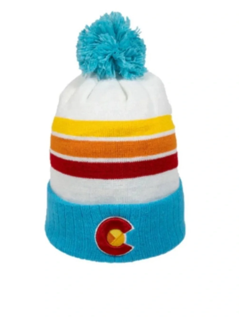 YoColorado Adult Fader Beanie Winter Hat Colorado White Blue NWT Soft Acrylic